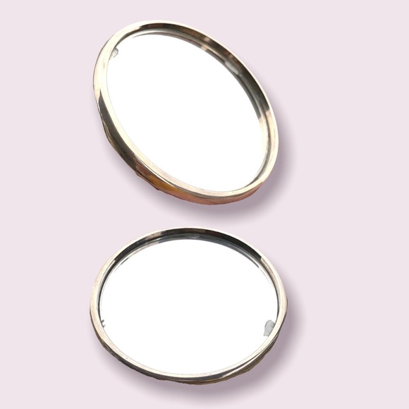 Vintage Mirror Silver Repousse Floral Hand Held Edwardian Round Flowers Roses - Picture 7 of 10